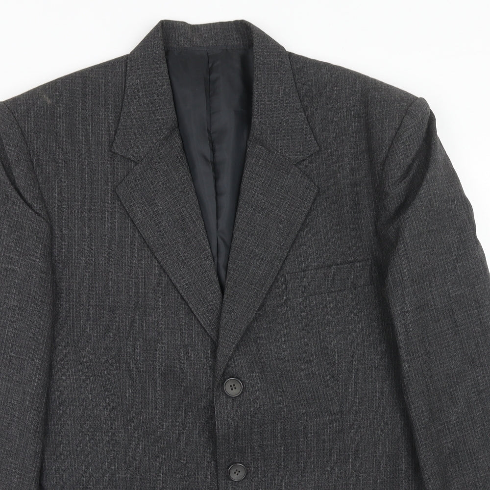 n.u.k Mens Grey Check Polyester Jacket Suit Jacket Size 36 Regular