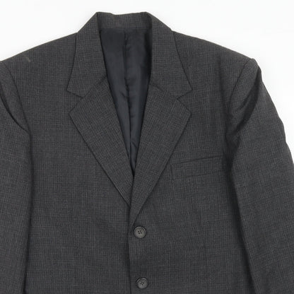 n.u.k Mens Grey Check Polyester Jacket Suit Jacket Size 36 Regular