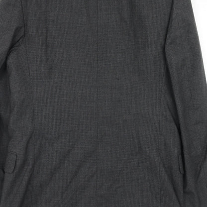 n.u.k Mens Grey Check Polyester Jacket Suit Jacket Size 36 Regular