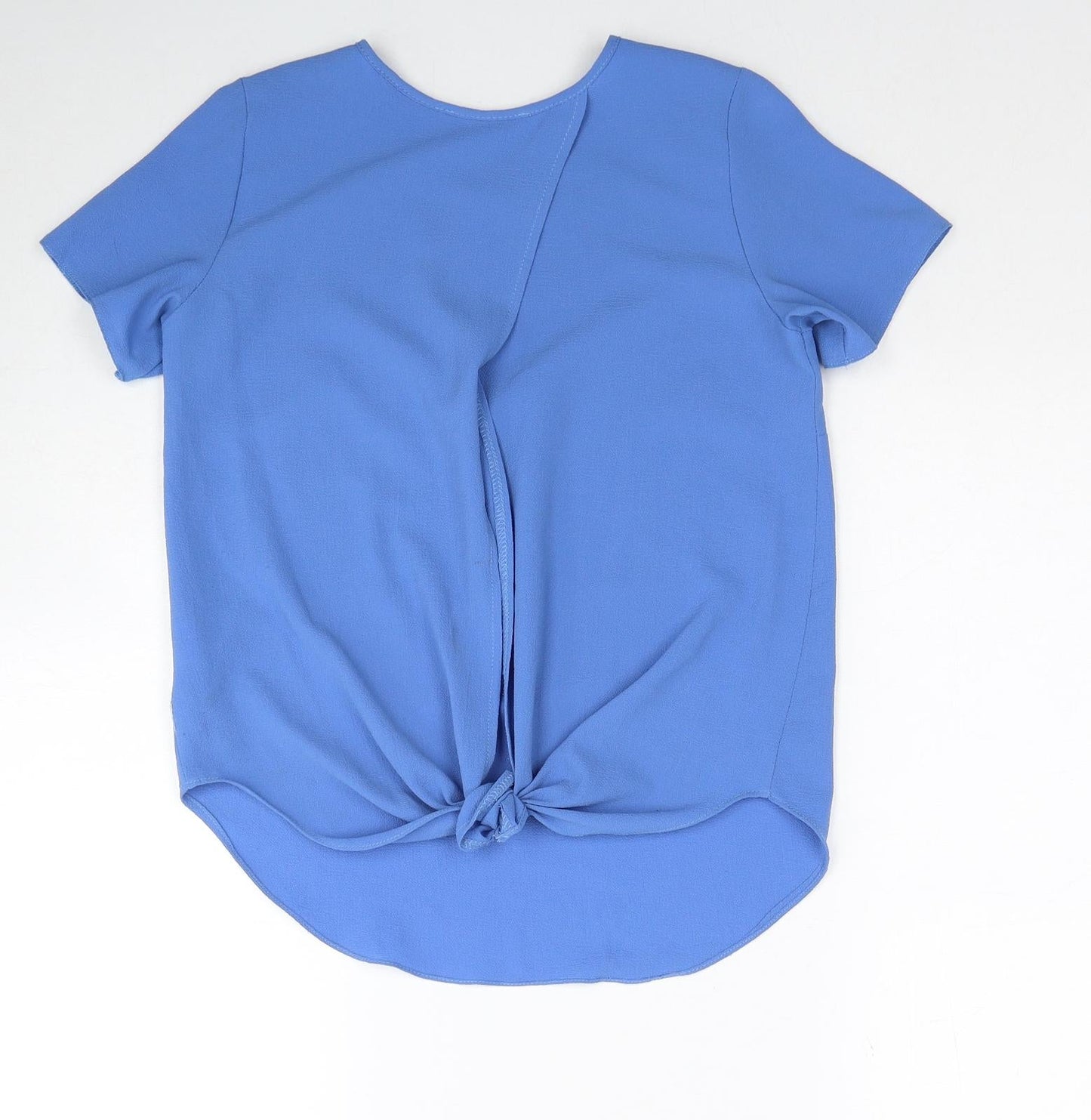 Atmosphere Womens Blue Polyester Basic T-Shirt Size 8 Round Neck - Open Back