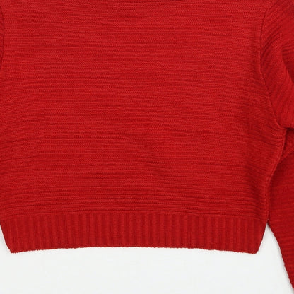 PRETTYLITTLETHING Womens Red Mock Neck Acrylic Pullover Jumper Size S