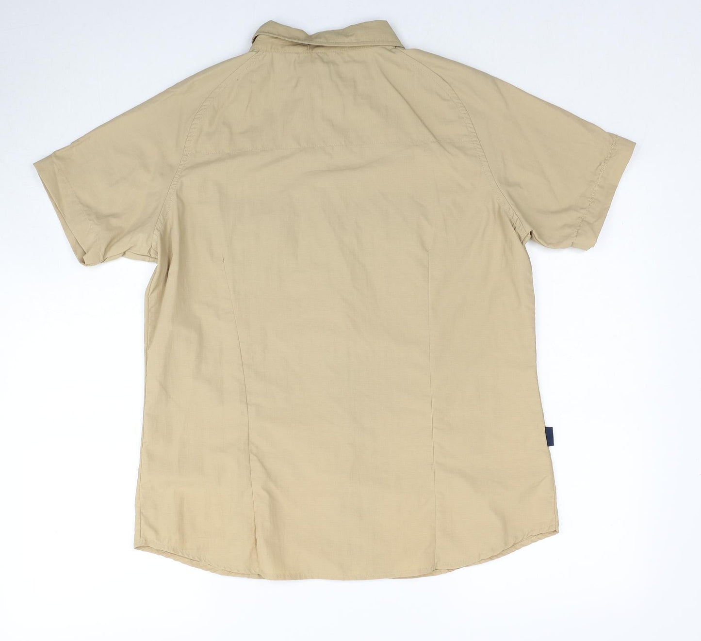 Granite Womens Beige Polyester Basic Button-Up Size 12 Collared