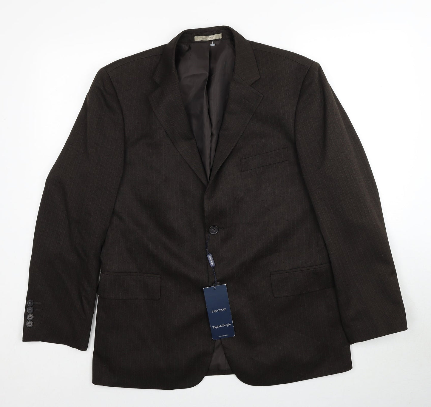 Taylor & Wright Mens Brown Striped Polyester Jacket Suit Jacket Size 40 Regular