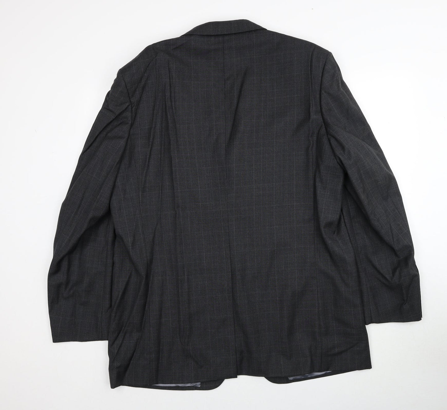 Marks and Spencer Mens Grey Plaid Wool Jacket Suit Jacket Size L Regular