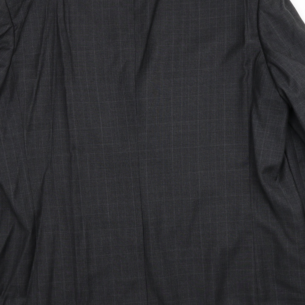 Marks and Spencer Mens Grey Plaid Wool Jacket Suit Jacket Size L Regular