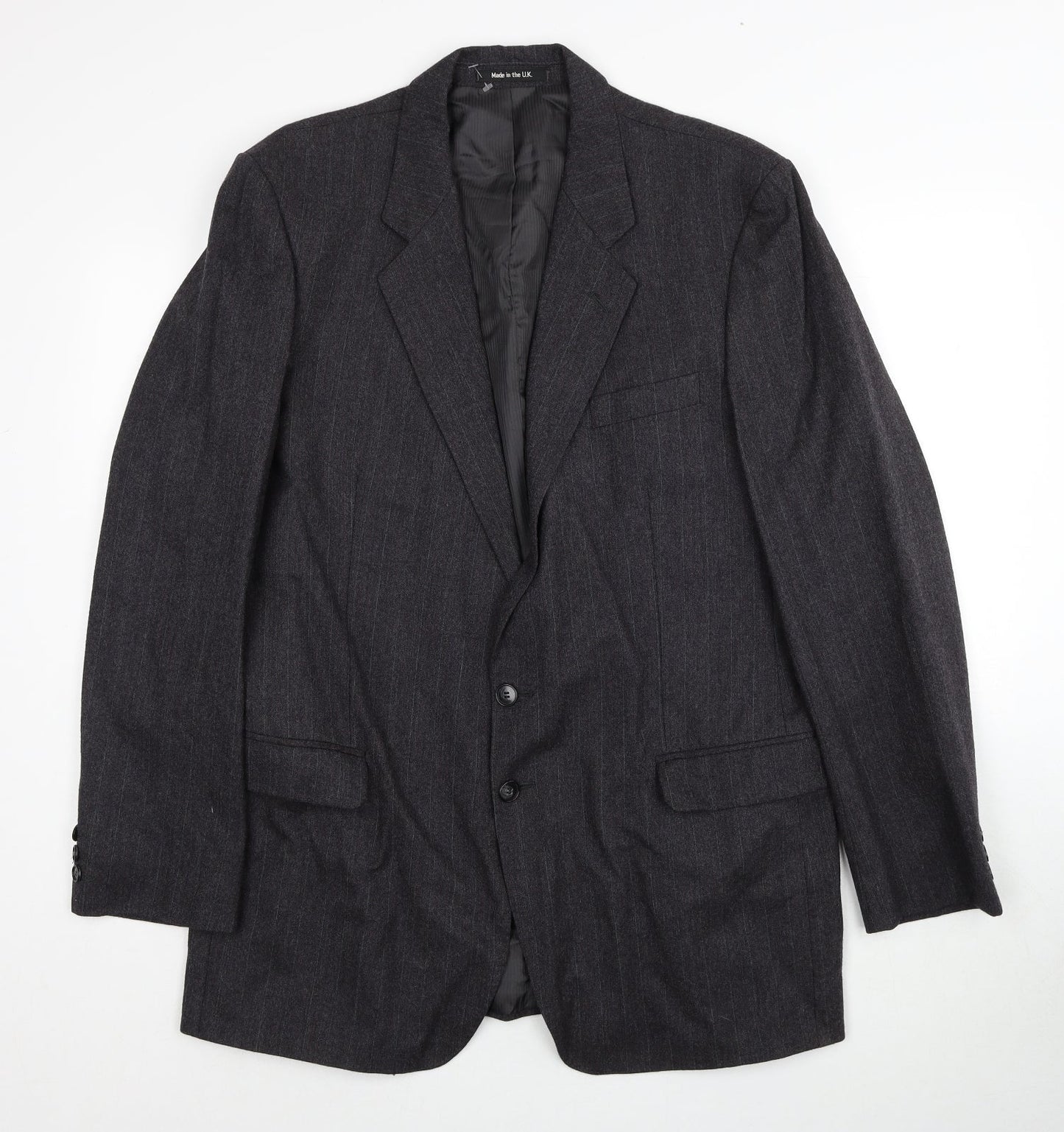 Marks and Spencer Mens Grey Striped Wool Jacket Suit Jacket Size 42 Regular