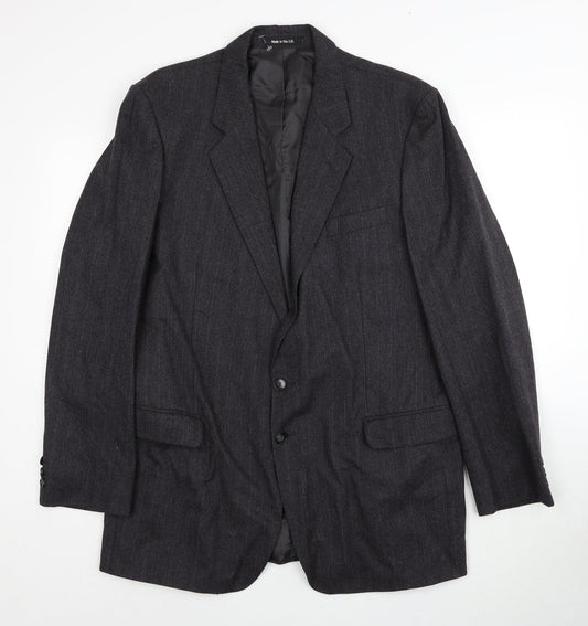 Marks and Spencer Mens Grey Striped Wool Jacket Suit Jacket Size 42 Regular