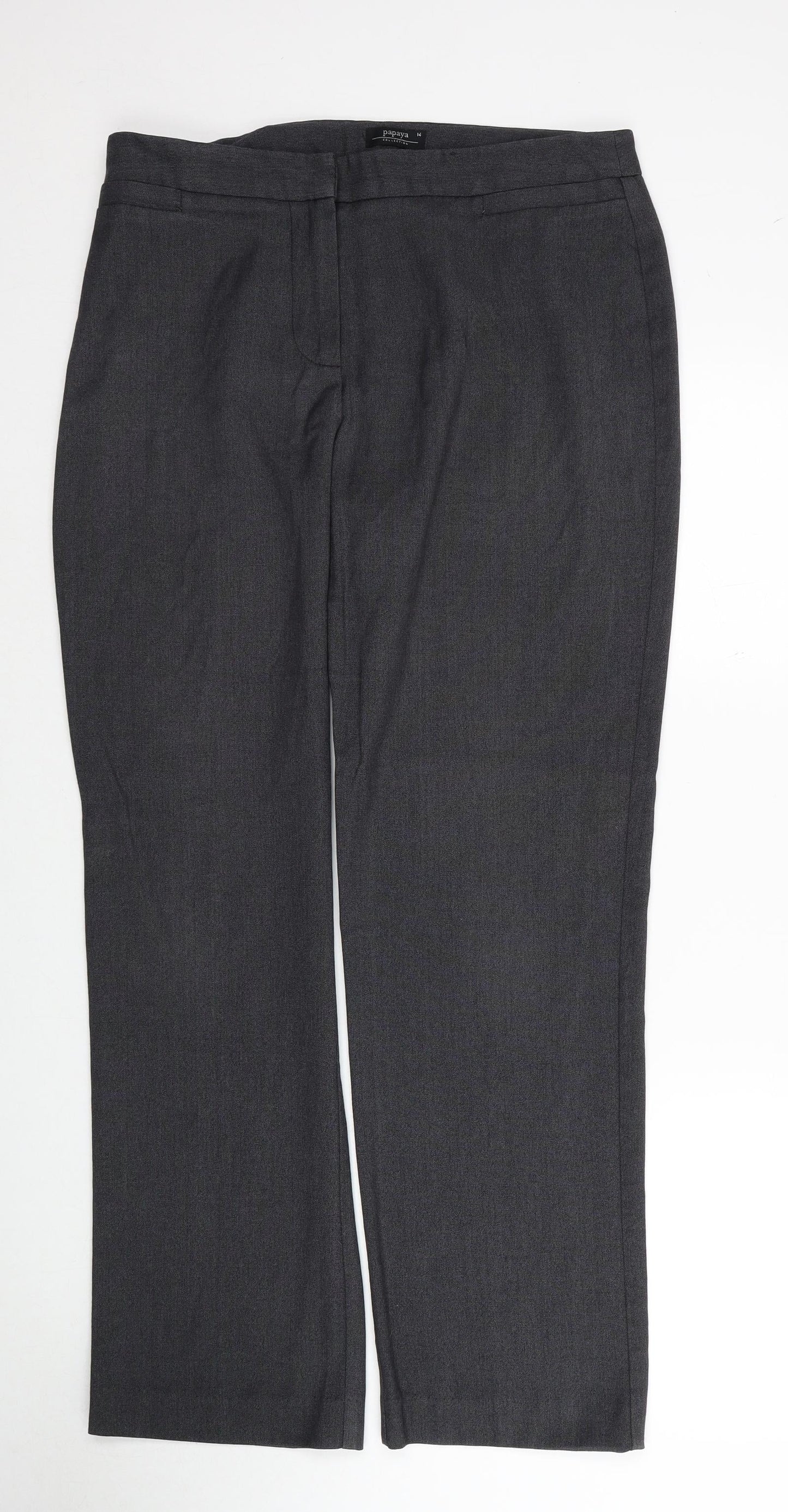 Papaya Womens Grey Polyester Trousers Size 14 Regular Zip