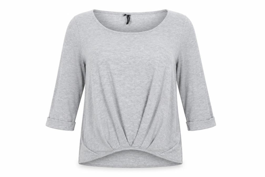 VERO MODA Womens Grey Polyester Basic T-Shirt Size S Scoop Neck