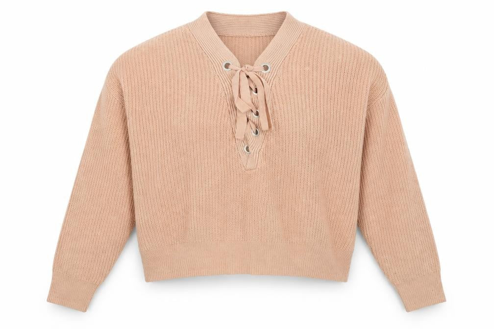H&M Womens Orange V-Neck Acrylic Pullover Jumper Size S