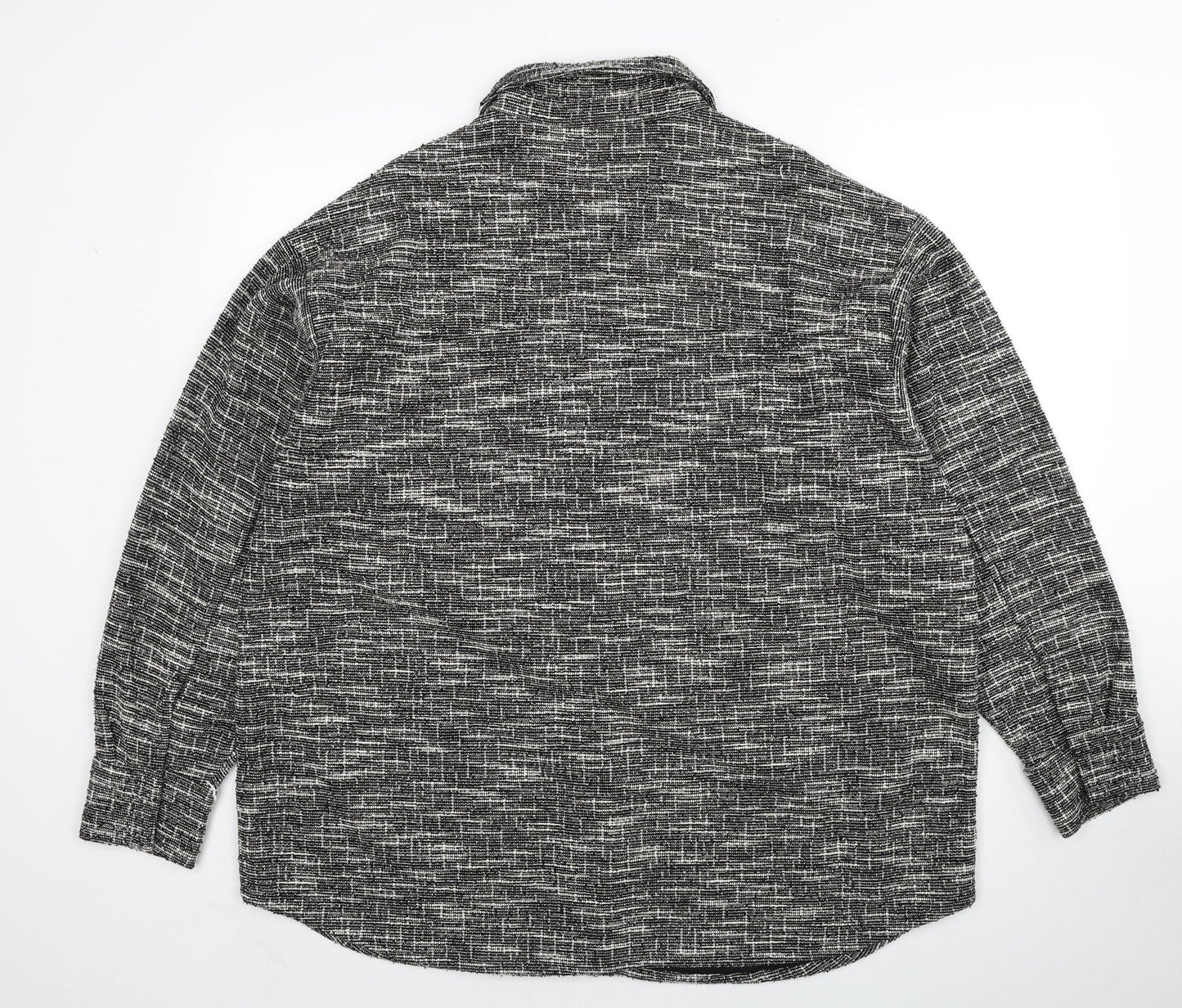 H&M Womens Black Geometric Jacket Size L Snap