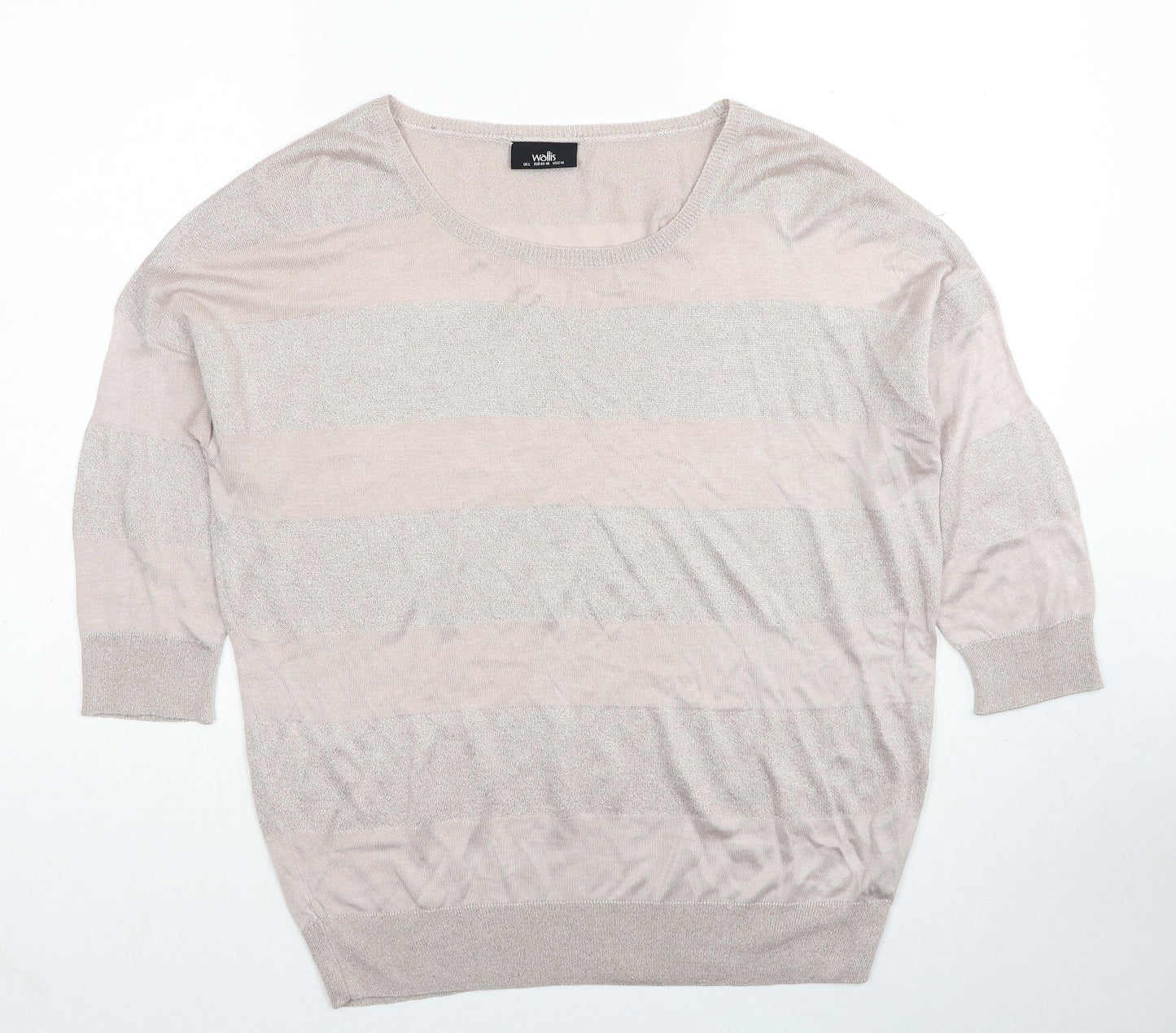 Wallis Womens Pink Round Neck Viscose Pullover Jumper Size L