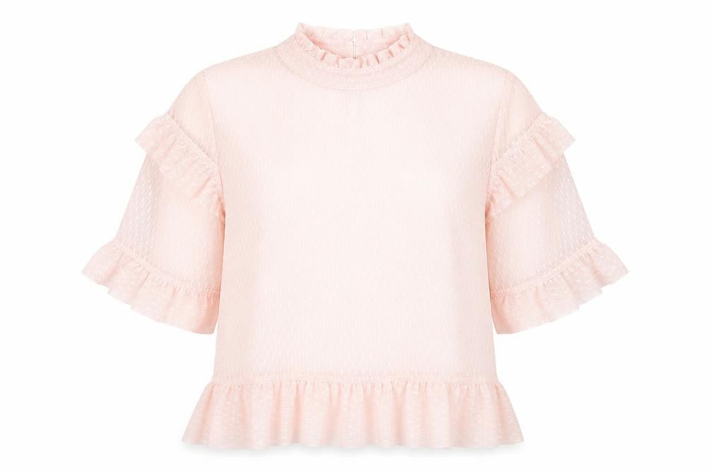 Miss Selfridge Womens Pink Polyester Basic Blouse Size 8 Mock Neck