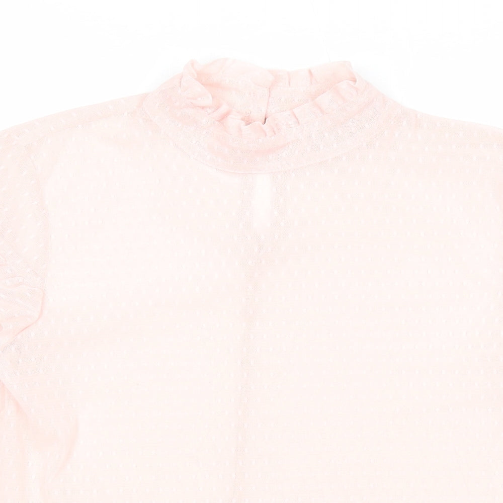 Miss Selfridge Womens Pink Polyester Basic Blouse Size 8 Mock Neck