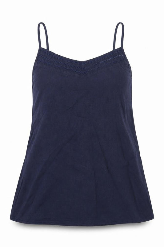 Papaya Womens Blue Cotton Basic Tank Size 8 V-Neck