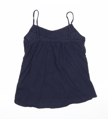 Papaya Womens Blue Cotton Basic Tank Size 8 V-Neck
