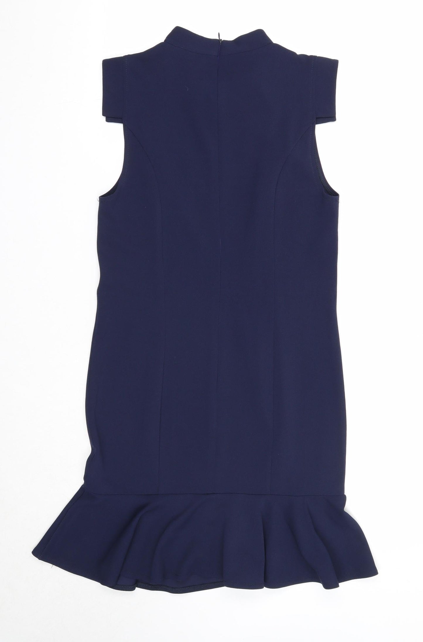 Unique21 Womens Blue Polyester Shift Size 10 Round Neck Zip