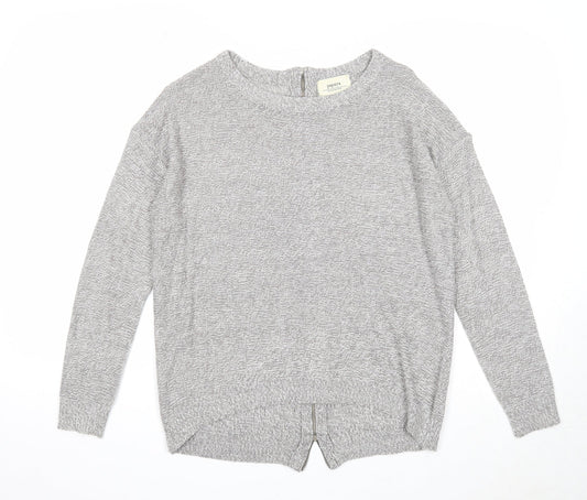 Papaya Womens Grey Boat Neck Acrylic Pullover Jumper Size S