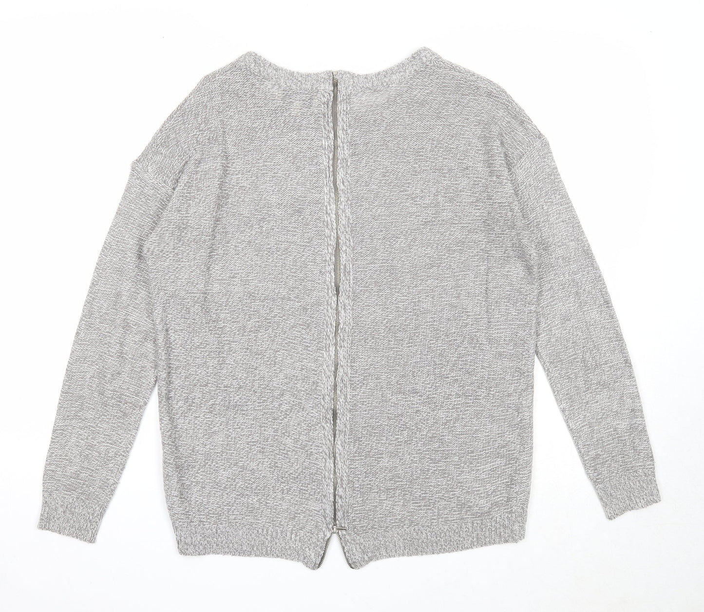 Papaya Womens Grey Boat Neck Acrylic Pullover Jumper Size S