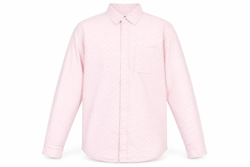 Place Mens Pink Geometric Cotton Button-Up Size 14 Collared Button