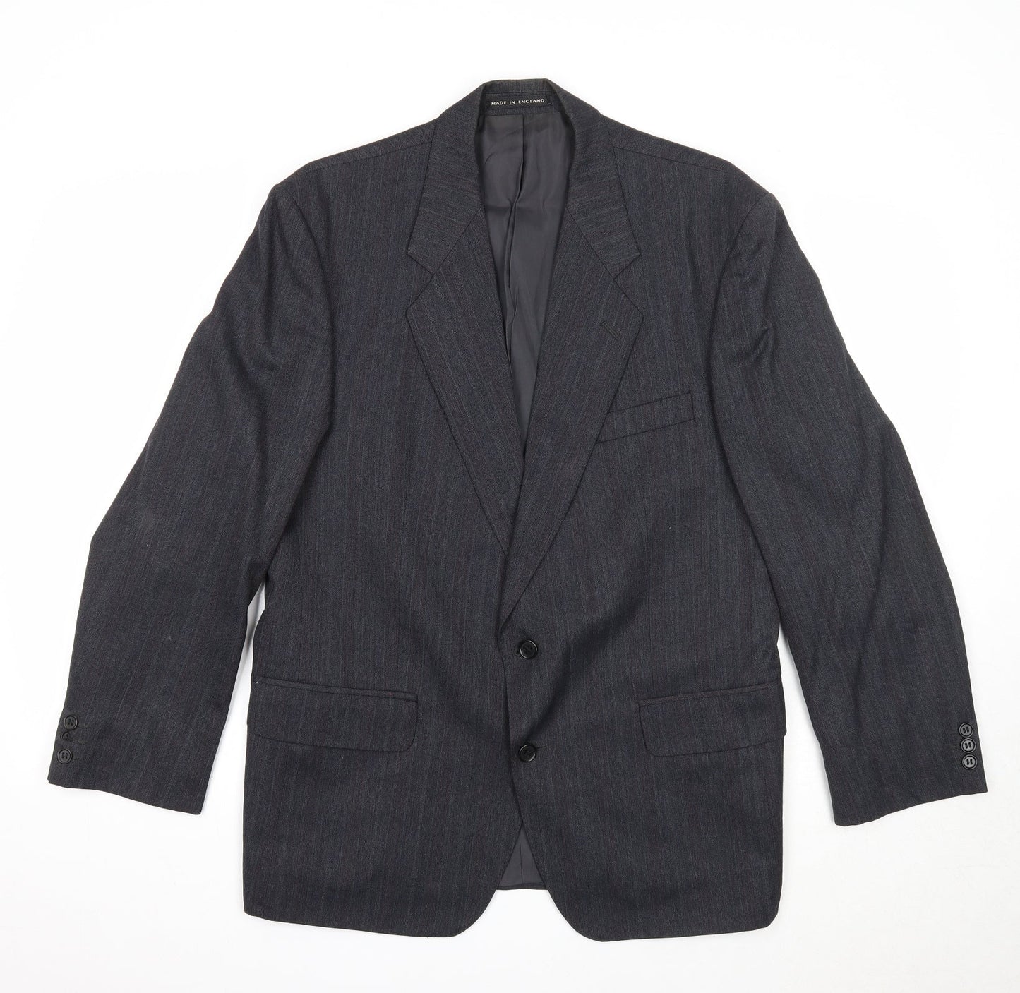 Pin Stripe Mens Black Striped Polyester Jacket Suit Jacket Size 42 Regular