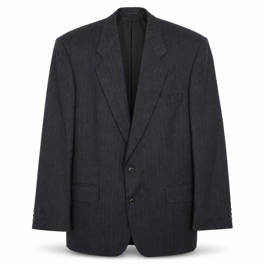 Pin Stripe Mens Black Striped Polyester Jacket Suit Jacket Size 42 Regular