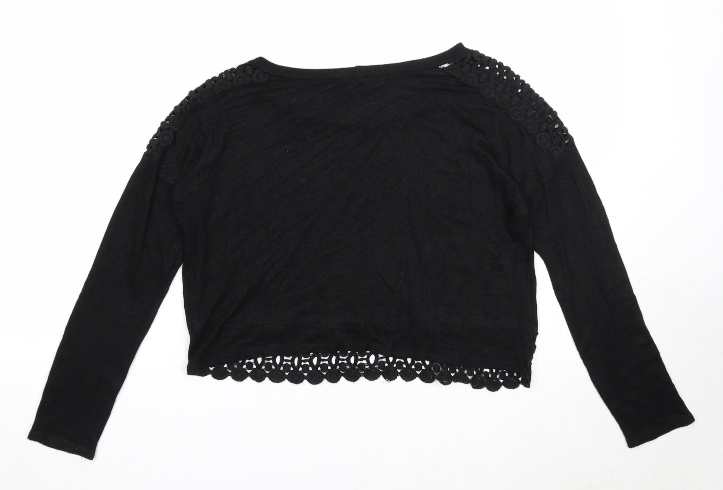 Lovely 153 Womens Black Boat Neck Viscose Pullover Jumper Size S