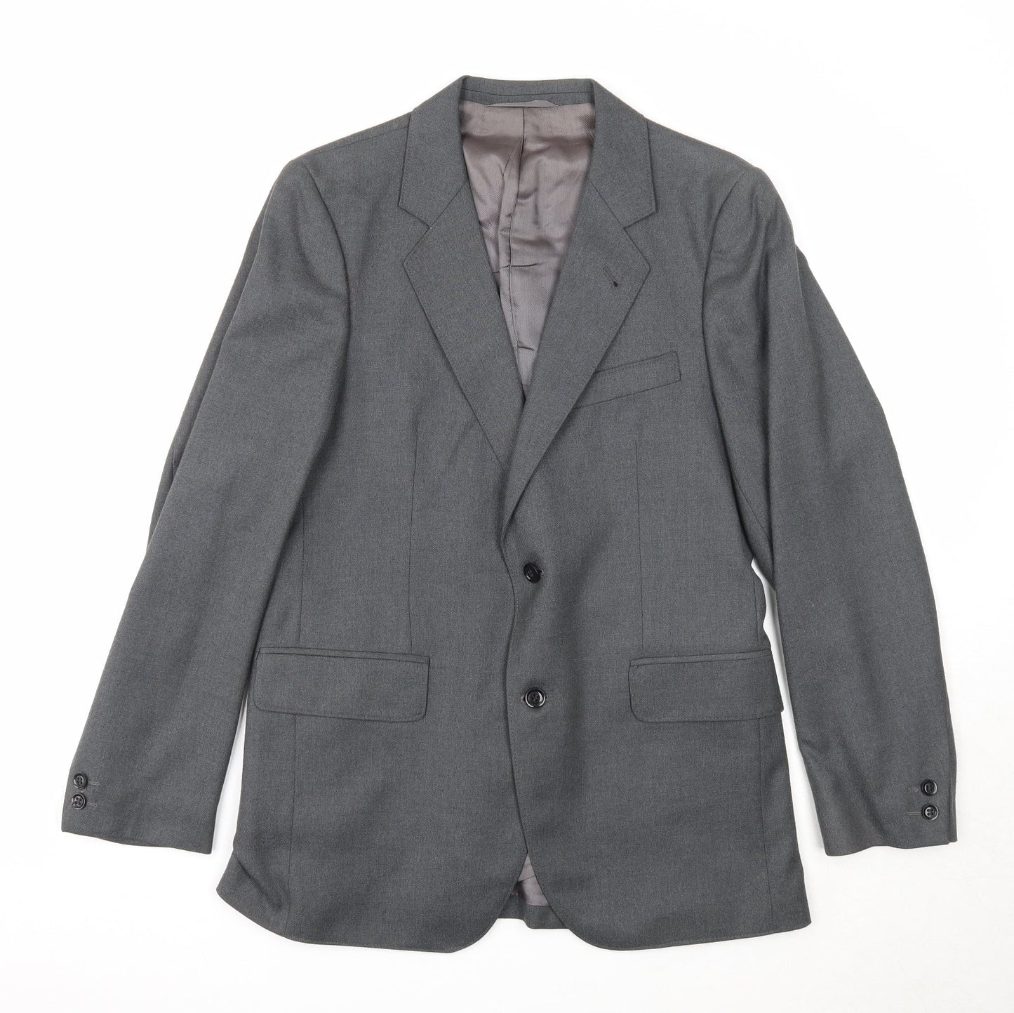 Preworn Mens Grey Polyester Jacket Suit Jacket Size 38 Regular