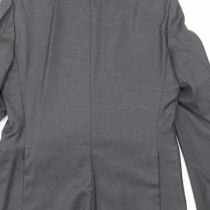 Preworn Mens Grey Polyester Jacket Suit Jacket Size 38 Regular