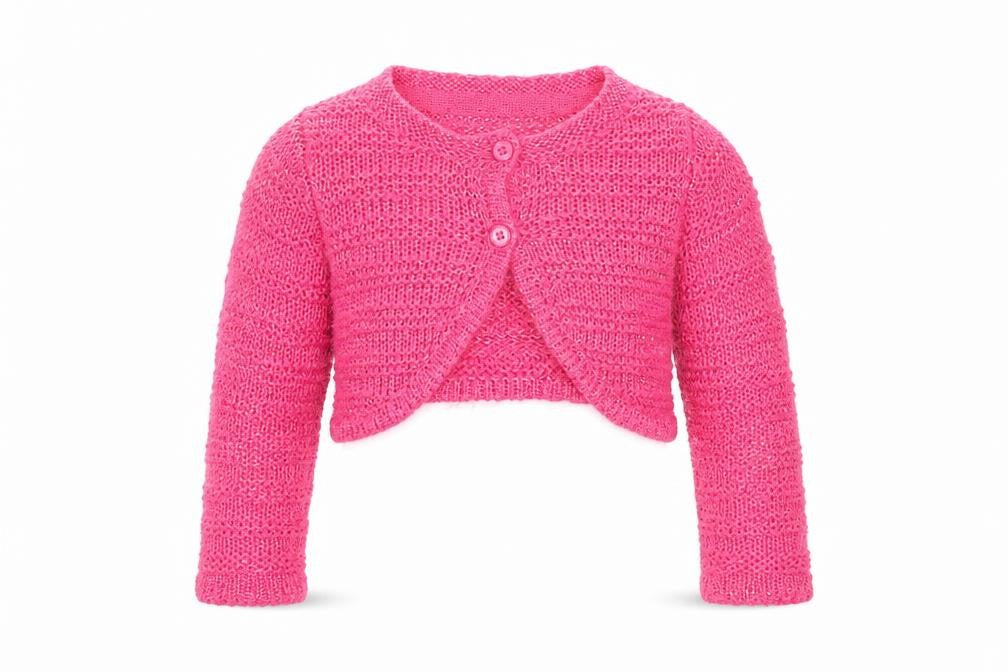 French Connection Girls Pink Round Neck Acrylic Cardigan Jumper Size 2 Years Button - Cropped