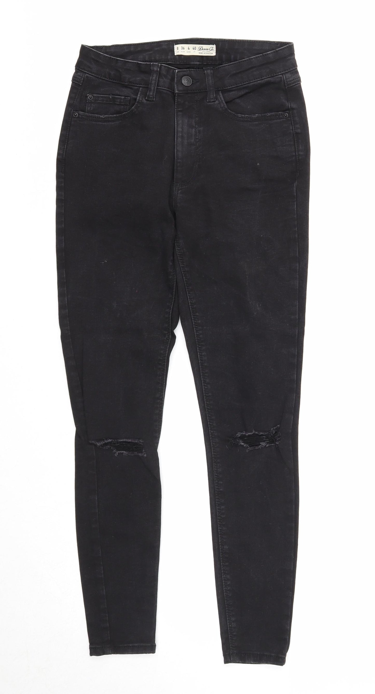 Denim & Co. Womens Black Cotton Skinny Jeans Size 8 Regular Zip