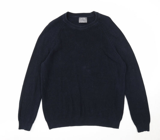 Burton Mens Blue Round Neck Cotton Pullover Jumper Size L Long Sleeve