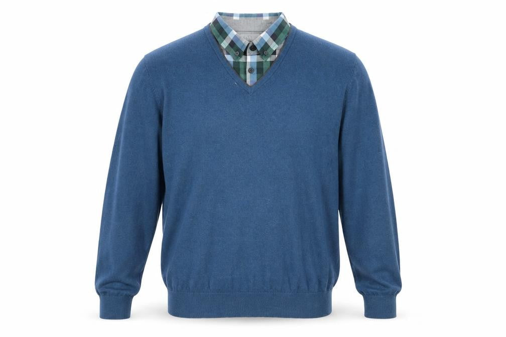 Marks & Spencer Mens Blue Collared Cotton Pullover Jumper Size M Long Sleeve - Shirt Insert