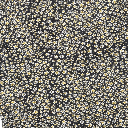 Miss Selfridge Womens Black Floral Viscose Basic Button-Up Size 6 Collared