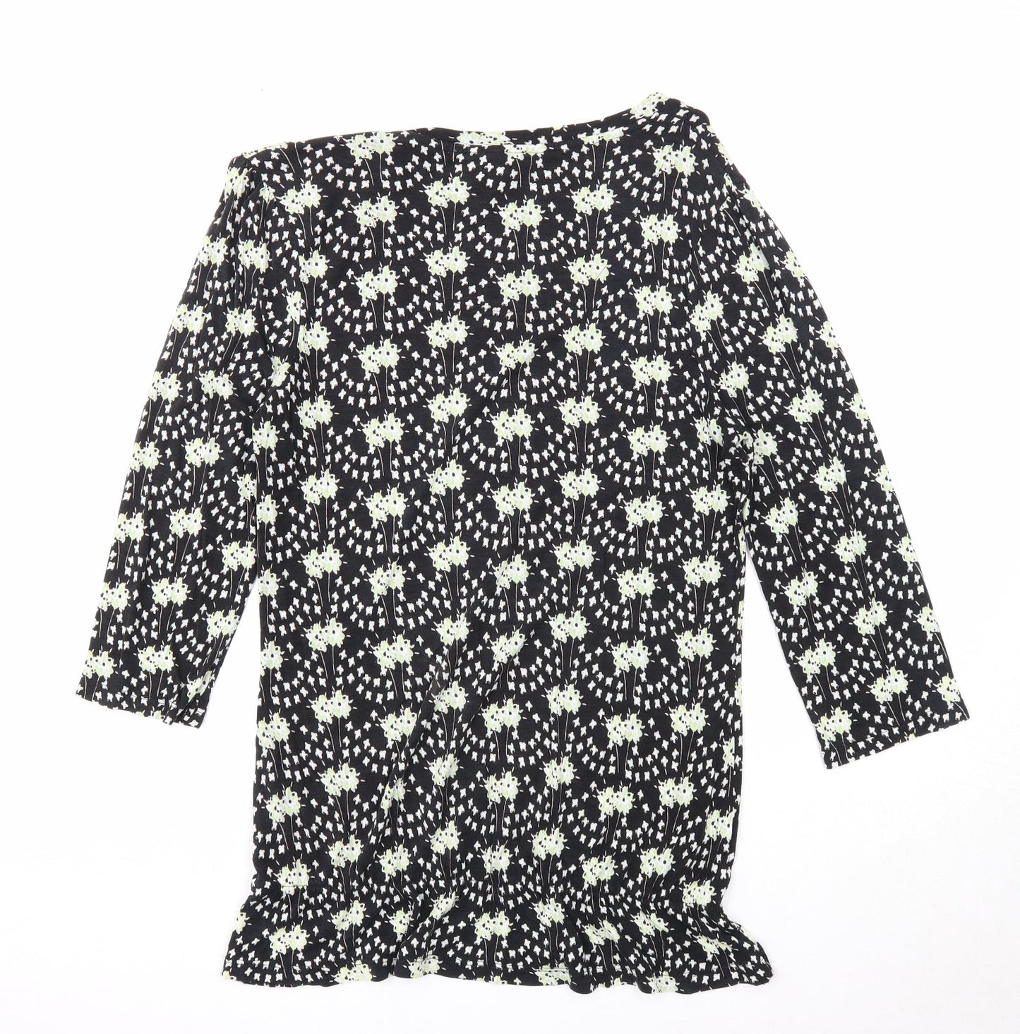 NEXT Womens Black Geometric Polyester Basic Blouse Size 10 Round Neck