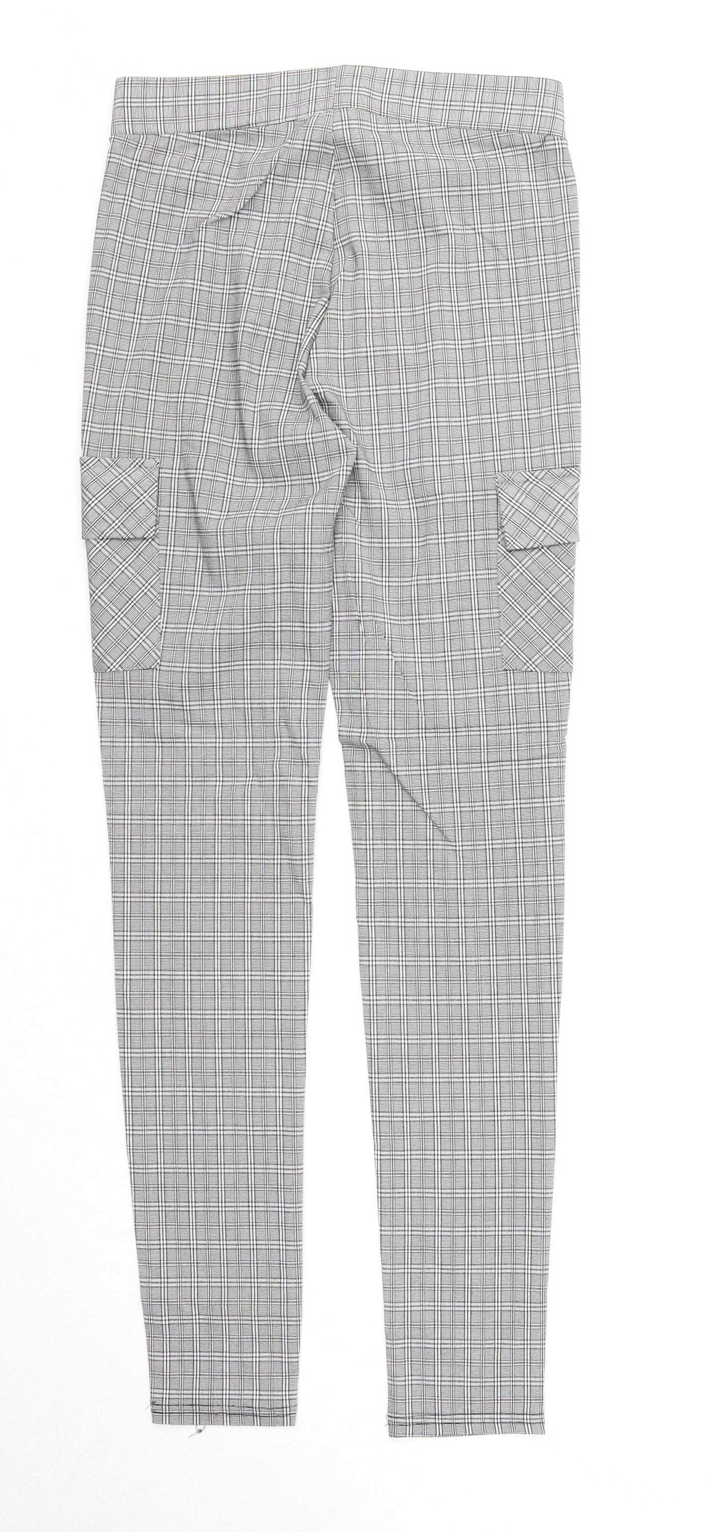 Cherry Koko Womens Grey Plaid Cotton Carrot Leggings Size S Regular - Cargo Pockets