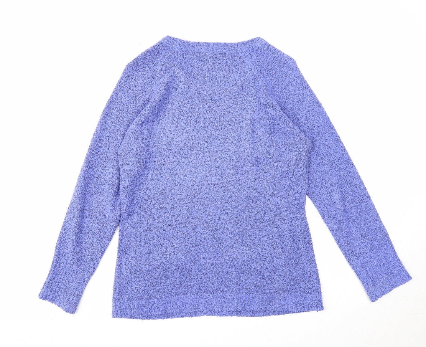 M&Co Womens Purple Round Neck Acrylic Pullover Jumper Size S