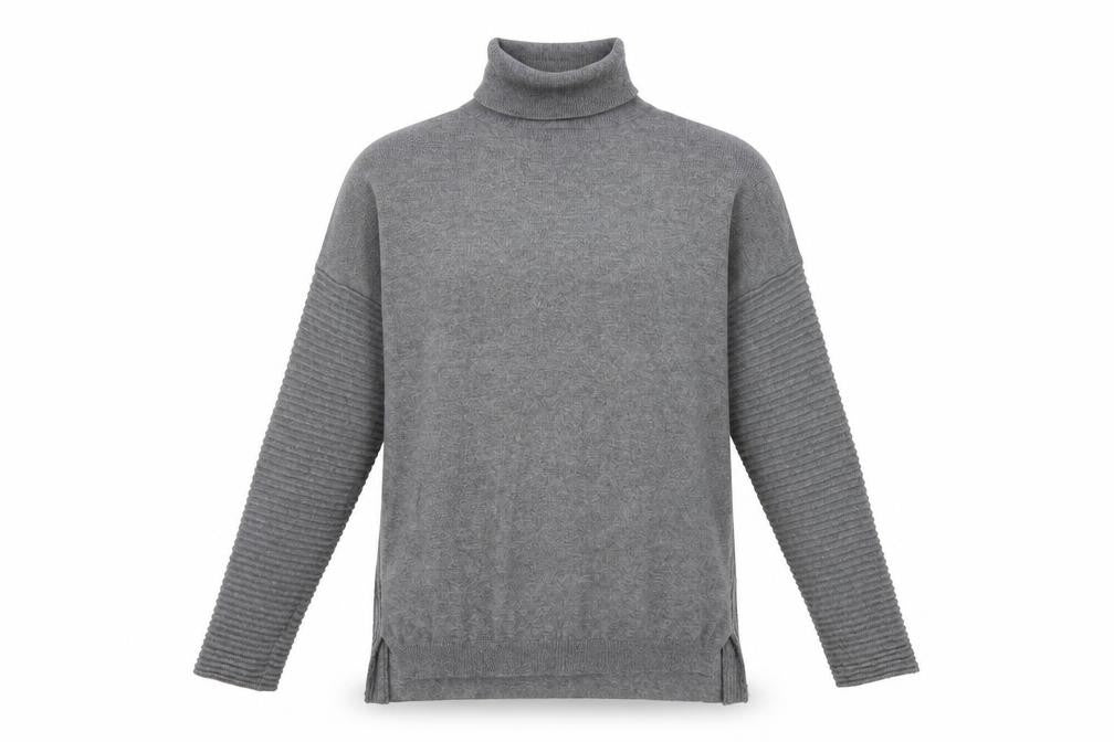 Primark Womens Grey Roll Neck Cotton Pullover Jumper Size 12