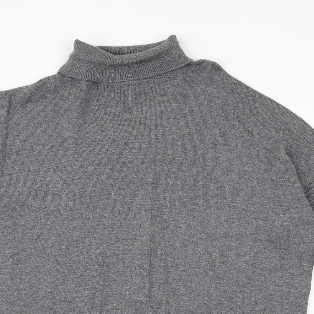 Primark Womens Grey Roll Neck Cotton Pullover Jumper Size 12