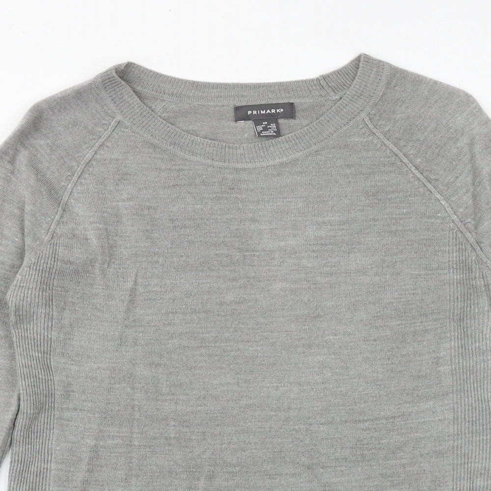 Primark Womens Grey Round Neck Acrylic Pullover Jumper Size 6