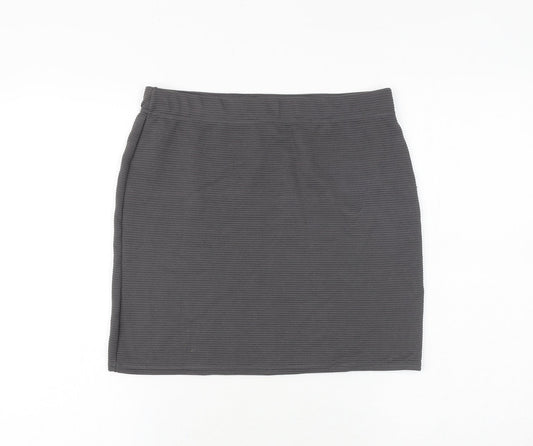 Select Womens Grey Striped Polyester Bandage Skirt Size 12