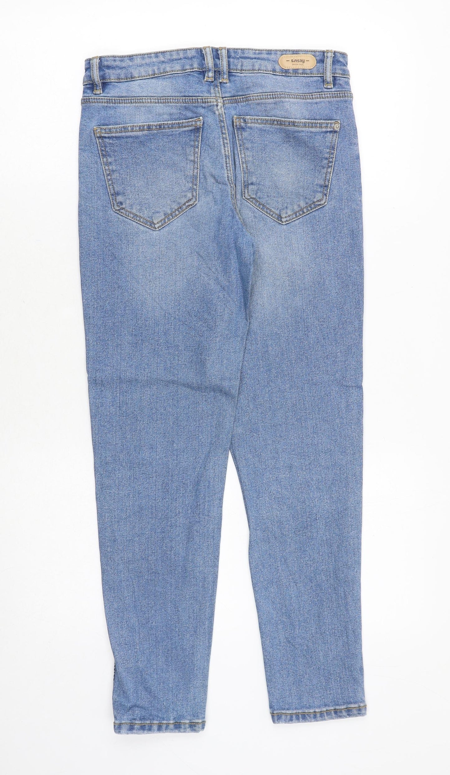 sinsay Womens Blue Cotton Straight Jeans Size 8 Regular Zip