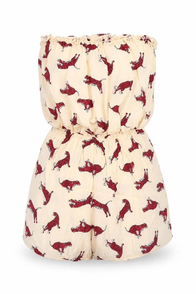 H&M Womens Pink Geometric Viscose Playsuit One-Piece Size 4 Pullover - Tiger Print