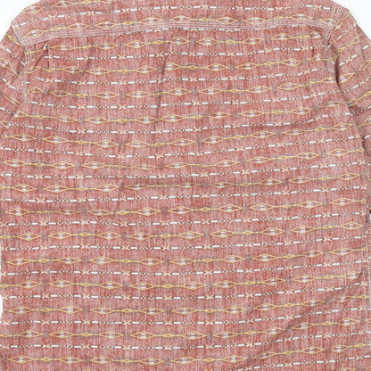 Debenhams Mens Orange Geometric Cotton Button-Up Size S Collared Button
