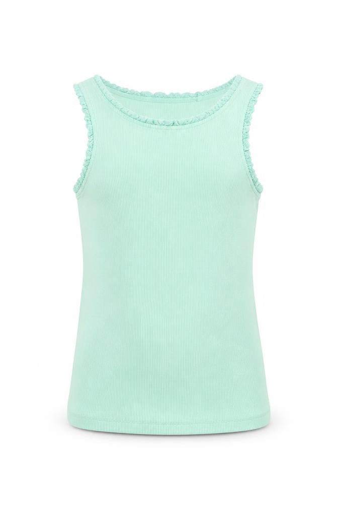 NEXT Girls Green Cotton Basic Tank Size 6 Years Round Neck Pullover