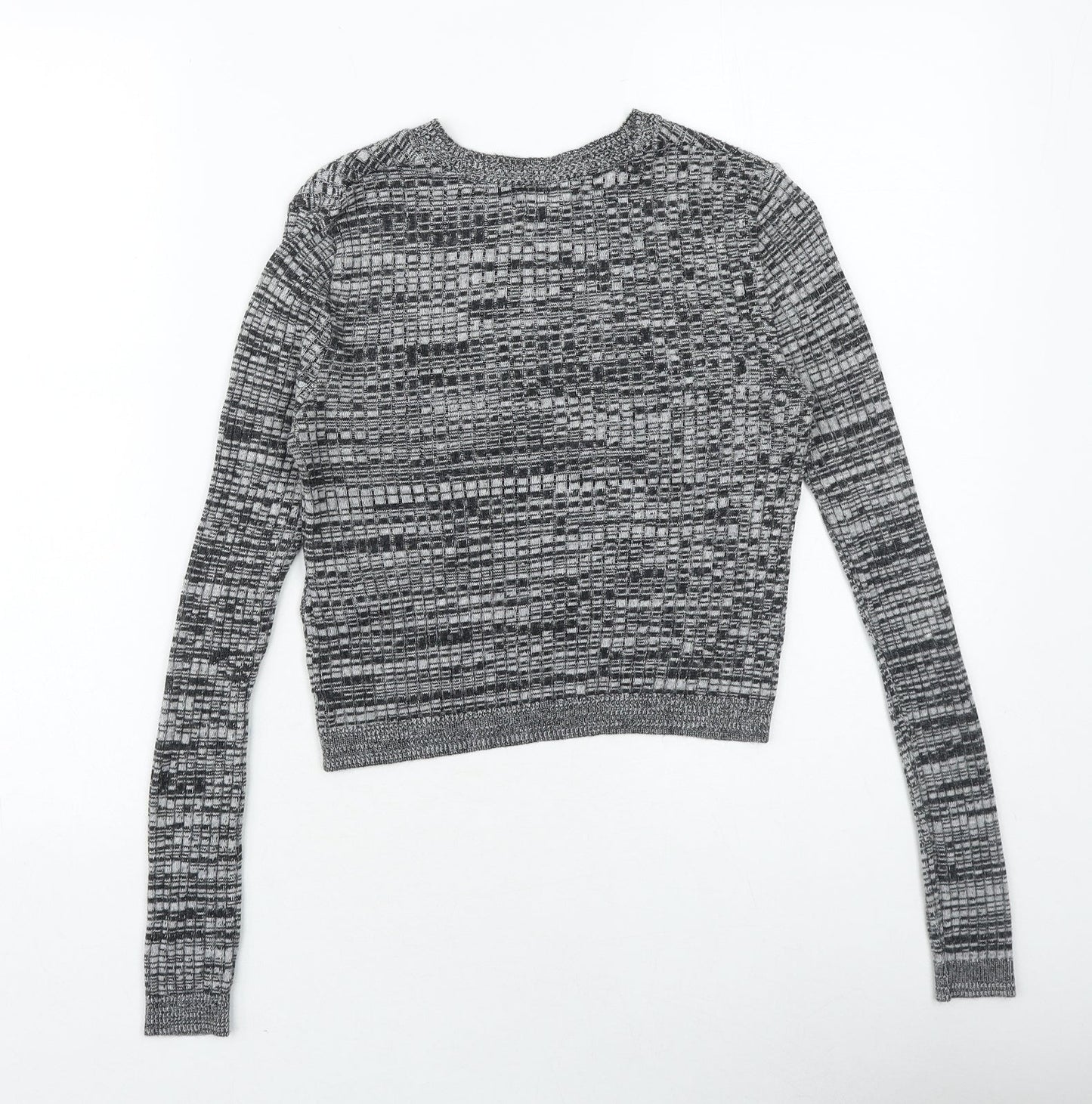 Topshop Womens Grey Round Neck Acrylic Pullover Jumper Size 6 Pullover - Ribbed