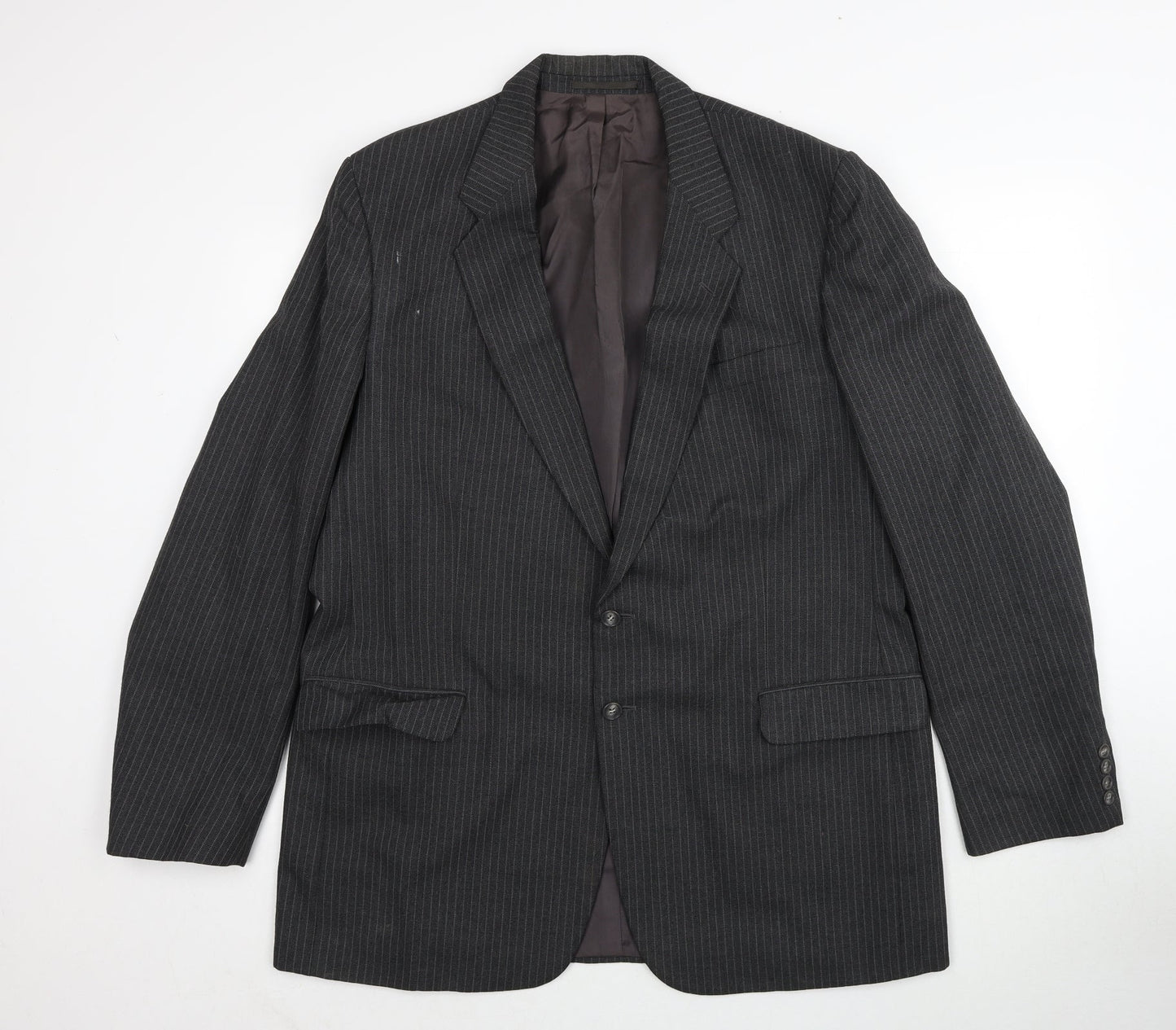 Marks and Spencer Mens Grey Striped Polyester Jacket Suit Jacket Size 46 Regular