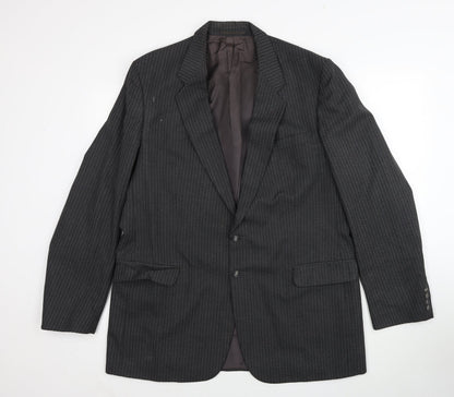 Marks & Spencer Mens Grey Striped Polyester Jacket Suit Jacket Size 46 Regular