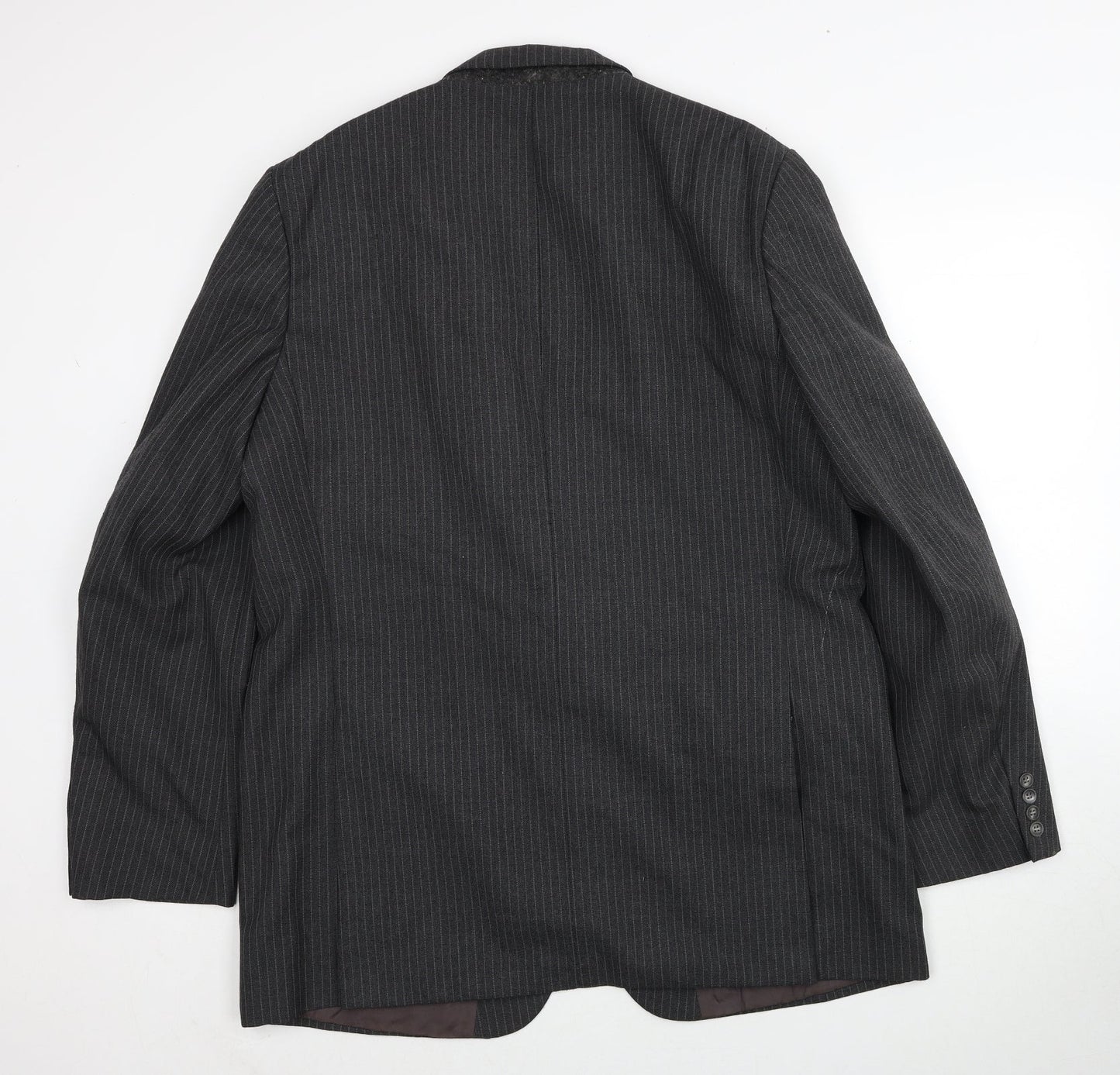 Marks and Spencer Mens Grey Striped Polyester Jacket Suit Jacket Size 46 Regular
