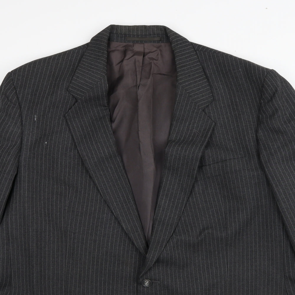 Marks and Spencer Mens Grey Striped Polyester Jacket Suit Jacket Size 46 Regular